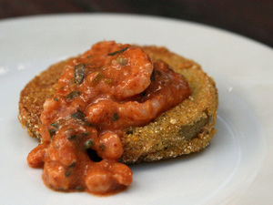Fried Green Tomatoes with Shrimp Remoulade - Upperline Restaurant New Orleans