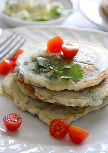 Savory Spinach & Buttermilk Pancakes with Cilantro-Lime Butter