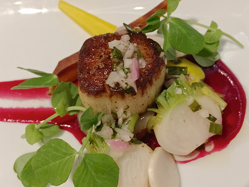 Scallop with Covey Rise Farms produce