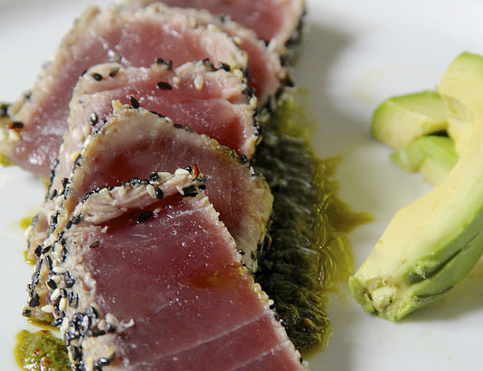 Sesame Crusted Seared Yellowfin Tuna & Chimichurri Sauce