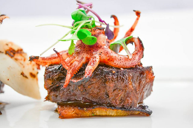 Calamari Topped Pork Belly, Seagars Prime Steaks & Seafood, Hilton Sandestin